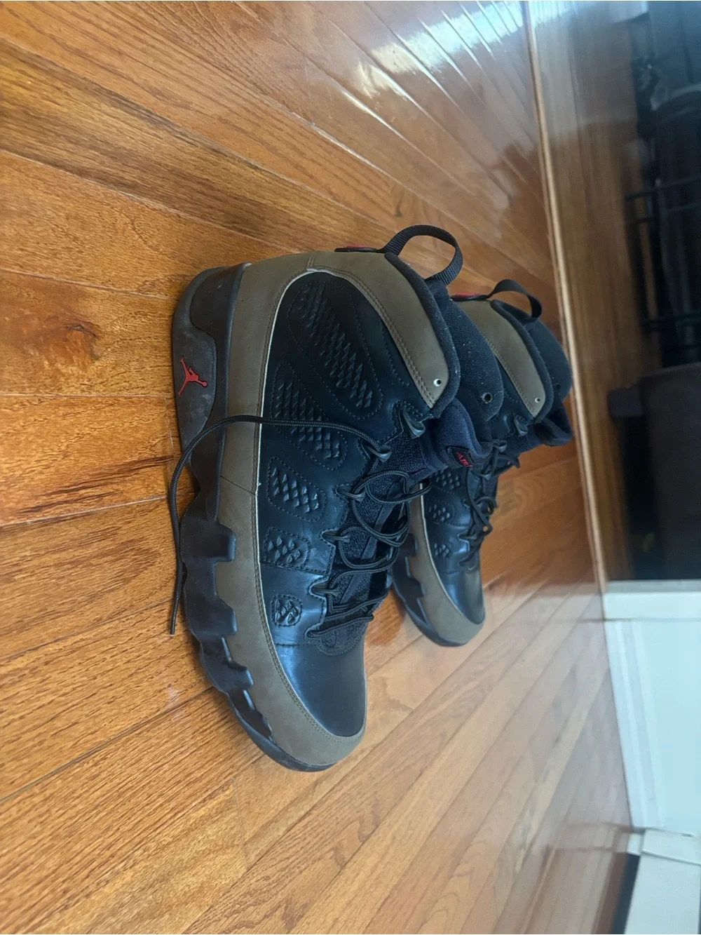 Air Jordan number 9s Men’s Black/Olive Basketball Sneakers